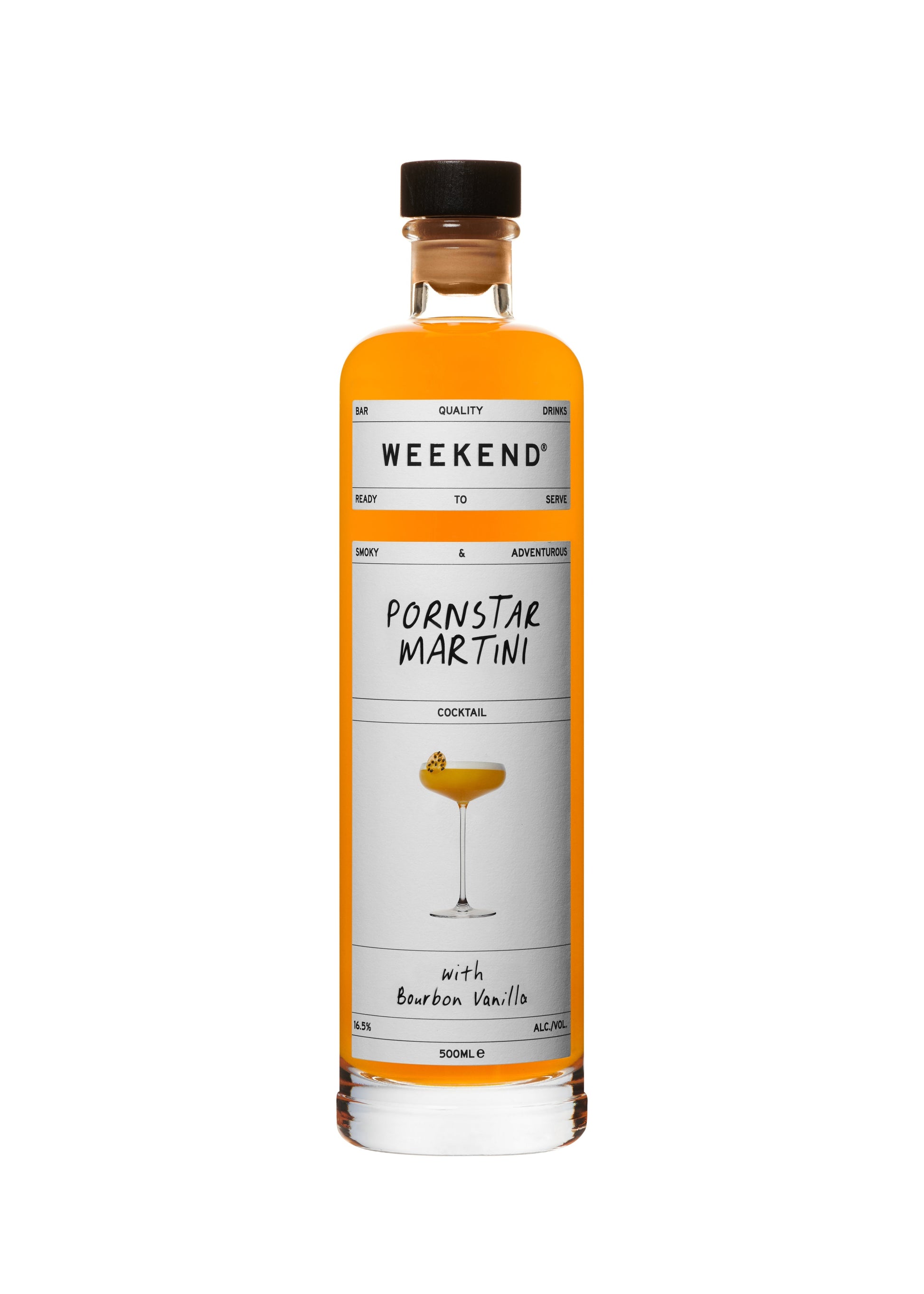 Pre-mixed pornstar martini cocktail in a bottle