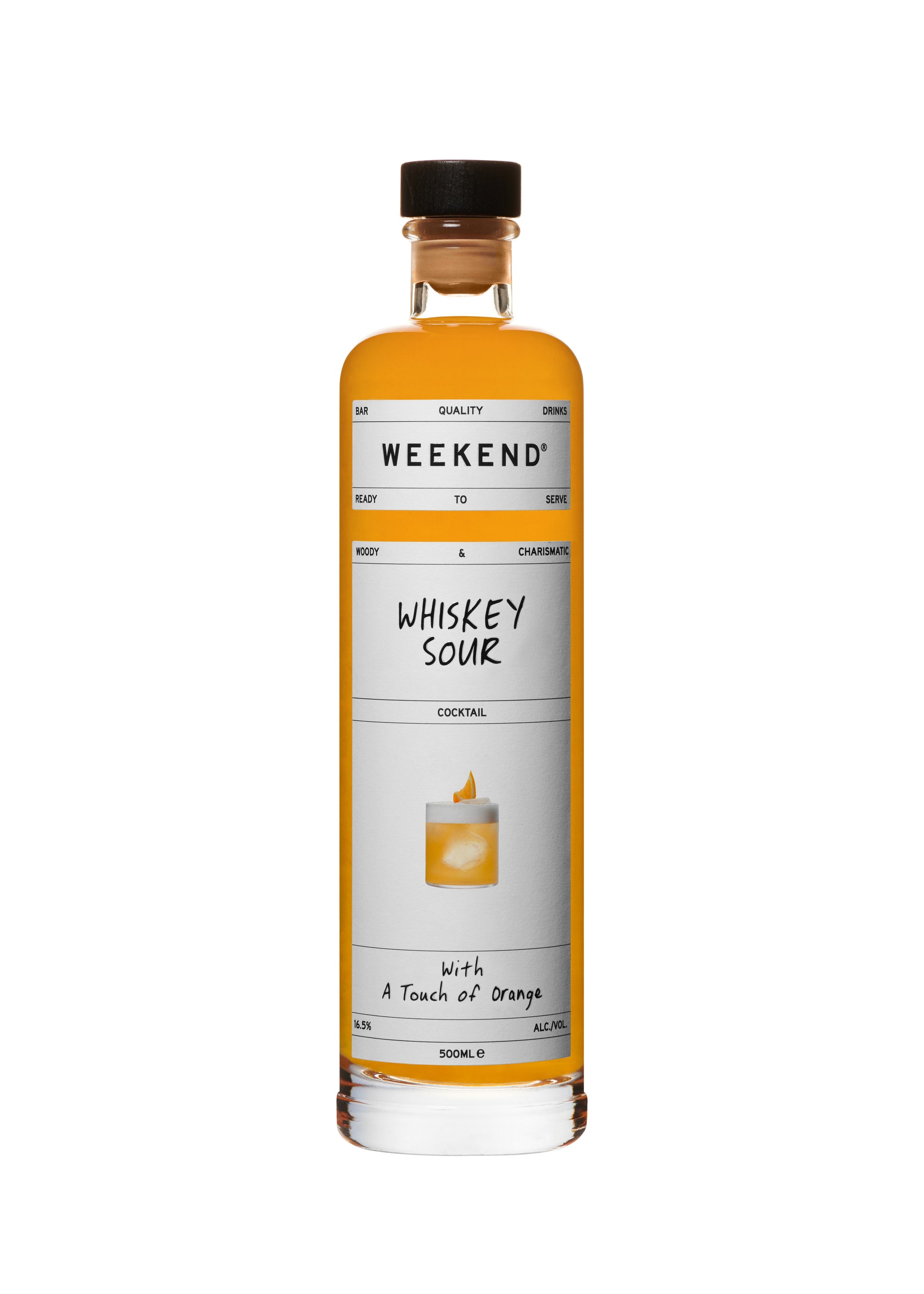 Pre-mixed whiskey sour cocktail in a bottle